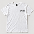 Front of white Longo's Westerly, RI T-shirt with chest logo